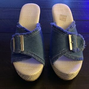 Blue Denim Slide Sandals.   Brand new